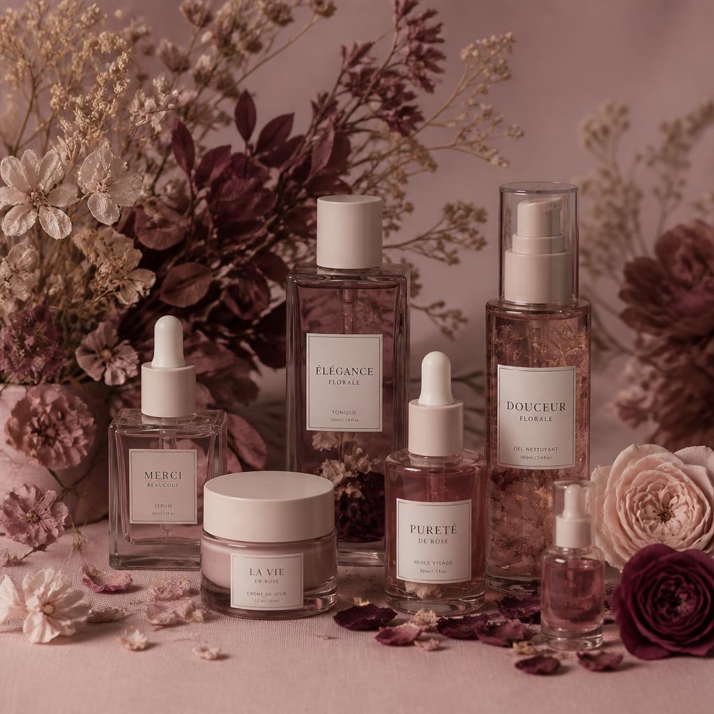 Fioles et flacons cosmétiques élégants